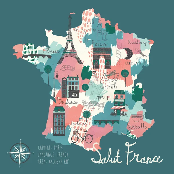 Carte animée simple de la France — Image vectorielle