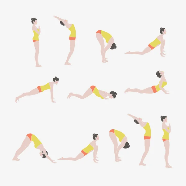 Иллюстрация упражнений йоги — стоковый вектор