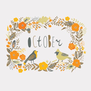 Ekim çelenk illüstrasyon