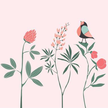 çiçekli küçük kuş