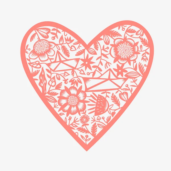 Vintage floral heart design — Stock Vector