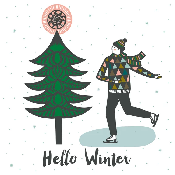 Hola tarjeta de invierno — Vector de stock