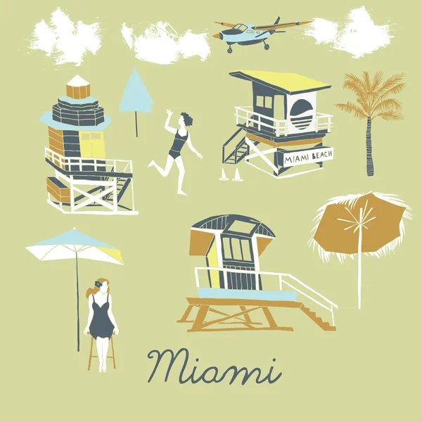 Miami beach, print design — Stock Vector