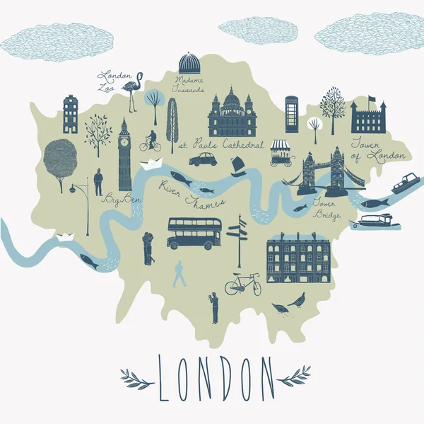 Carte des attractions de Londres — Image vectorielle