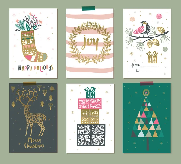 6 クリスマス カード テンプレートのコレクション — ストックベクタ