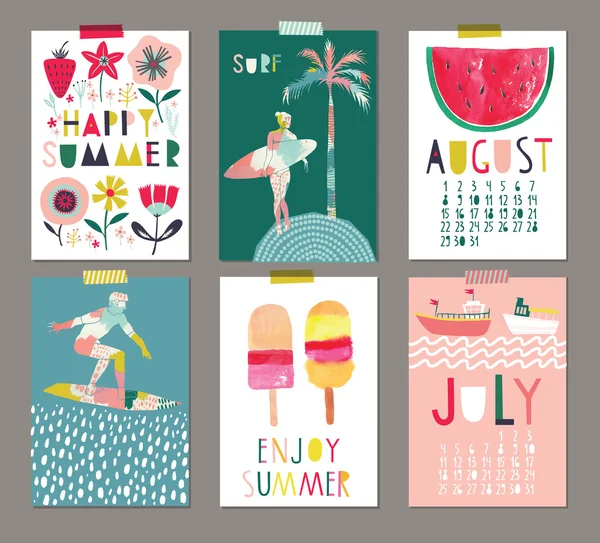 Conjunto de cartazes de verão . — Vetor de Stock