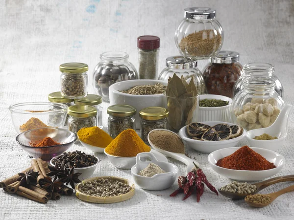 Assorted spices on table — Stock Photo, Image