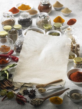 Baharat ve boş kağıt çeşitleri