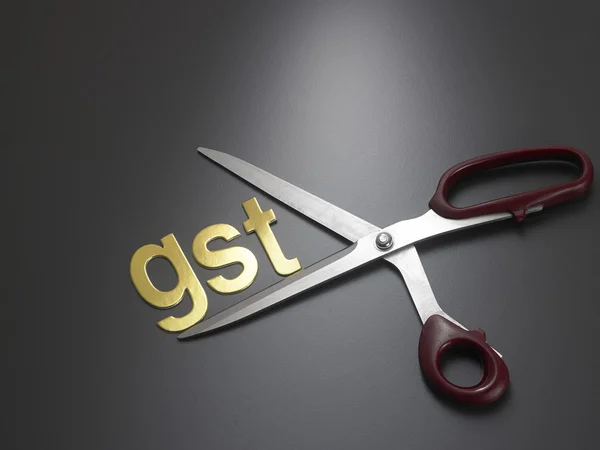 scissors cutting gst word