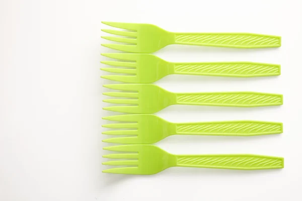 Colored plastic forks — Stock Photo, Image