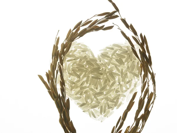 Rice grains heart — Stock Photo, Image