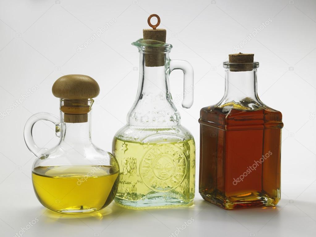 Assortment of oil in bottles