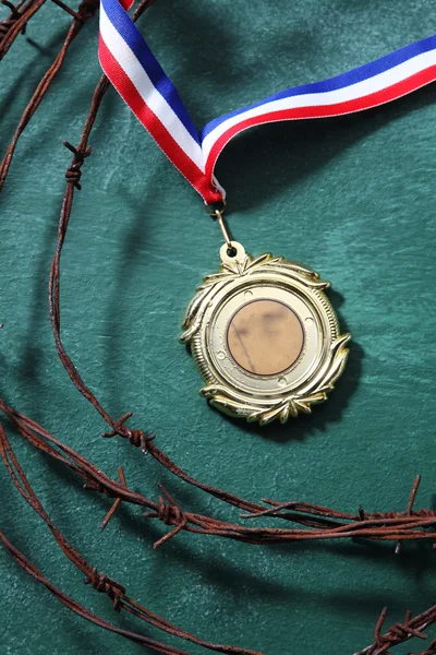 Medal surrounded by the barbwire — Stock Photo, Image