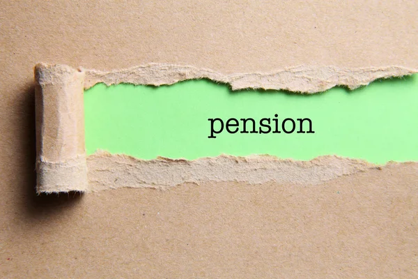 Torn paper with pension inscription — Stock Photo, Image