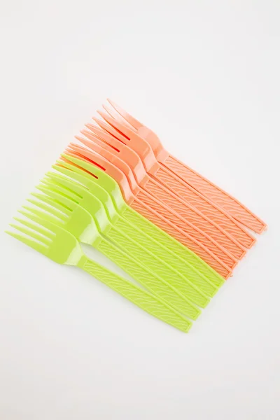 Colored plastic forks — Stock Photo, Image