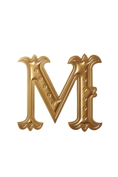 Golden alphabet Letter m — Stock Photo, Image