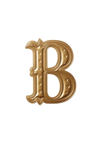 Golden alphabet Letter b — Stock Photo, Image