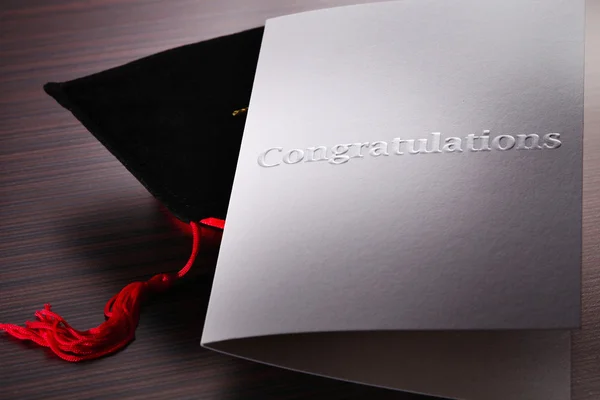Congratulations Note with Graduation cap — Stock fotografie