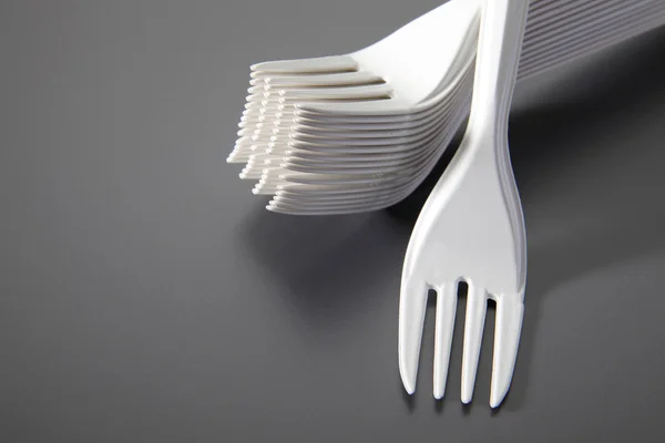 Witte plastic vorken — Stockfoto