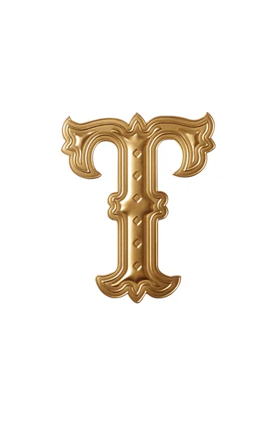 Golden alphabet Letter t — Stock Photo, Image