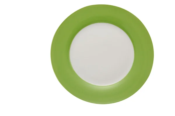 Round plate with green boardee — Stock Photo, Image