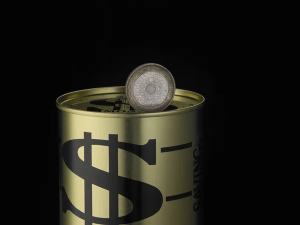 Coin on the moneybox — Stock Photo, Image