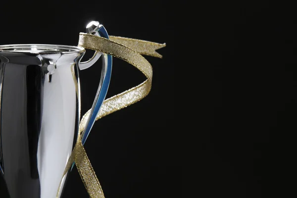 Silver cup with ribbon — Stock Photo, Image
