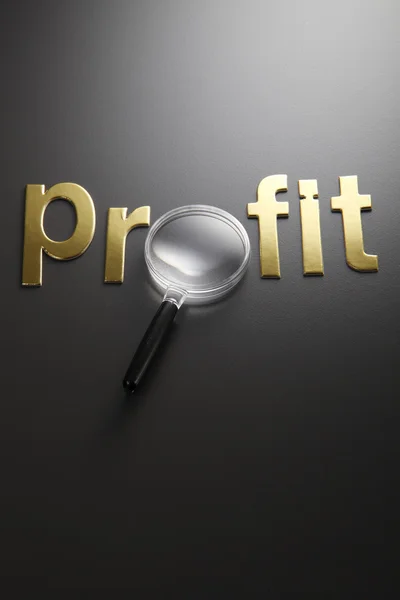 Profit and magnifying glass — Stock Photo, Image