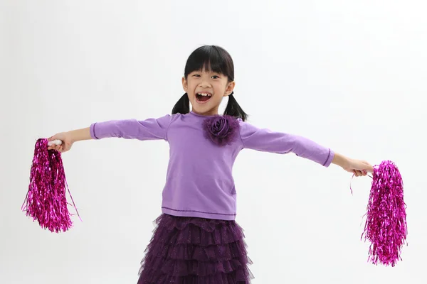 Happy chinese girl cheerleader — Stock Photo, Image