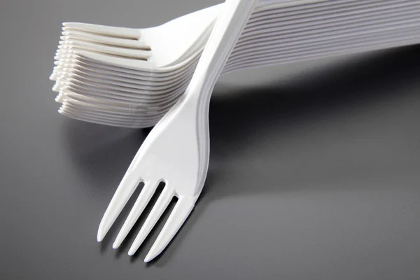 White plastic forks — Stock Photo, Image