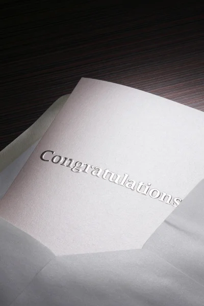 Parabéns Nota no envelope — Fotografia de Stock