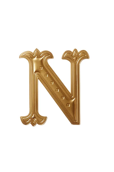 ตัวอักษรทอง n — ภาพถ่ายสต็อก