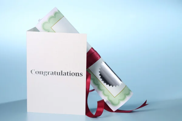 Cartão de felicitações com texto Parabéns — Fotografia de Stock