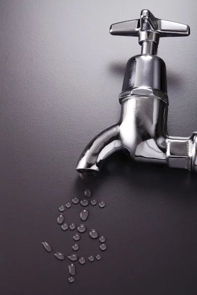 Water tap with dollar sign — Stock Photo, Image