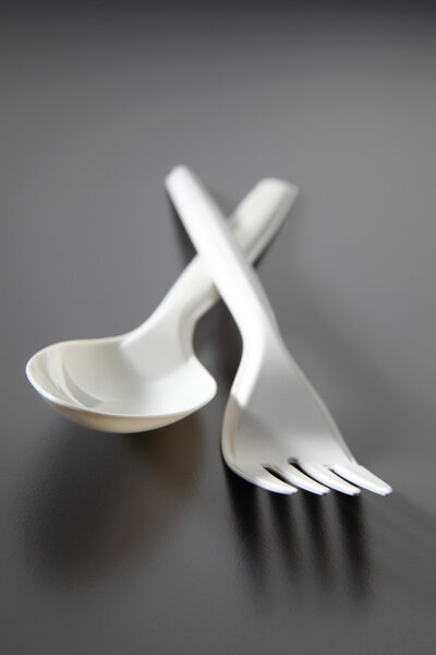 Plastic fork and spoon
