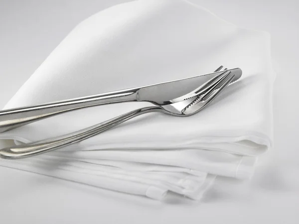 Fork, knife and napkin — Stock Photo, Image