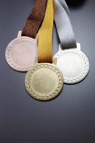 Arany, ezüst és bronz érmek — Stock Fotó