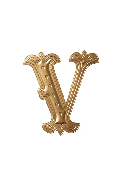 Golden alphabet Letter v — Stock Photo, Image