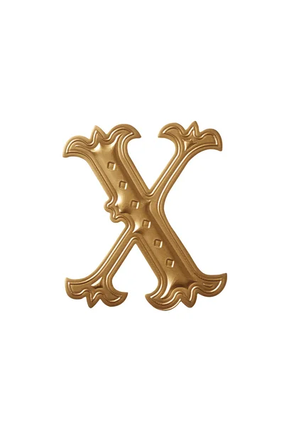 Golden alphabet Letter x — Stock Photo, Image