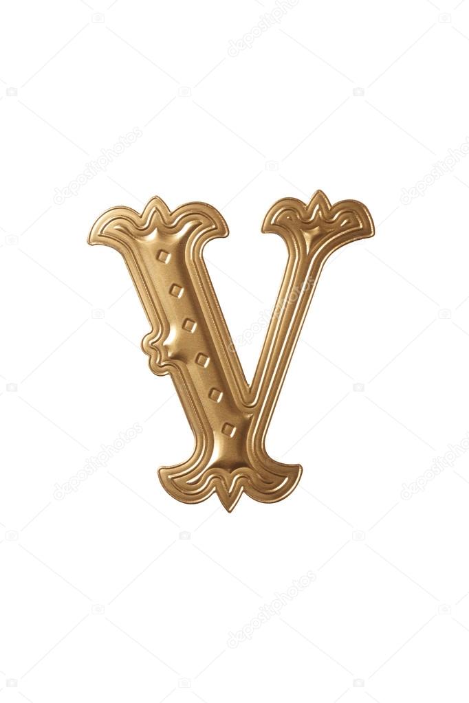 Golden alphabet Letter v
