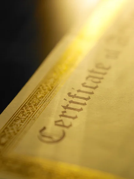 Close up of the printed certificate — Stock Photo, Image