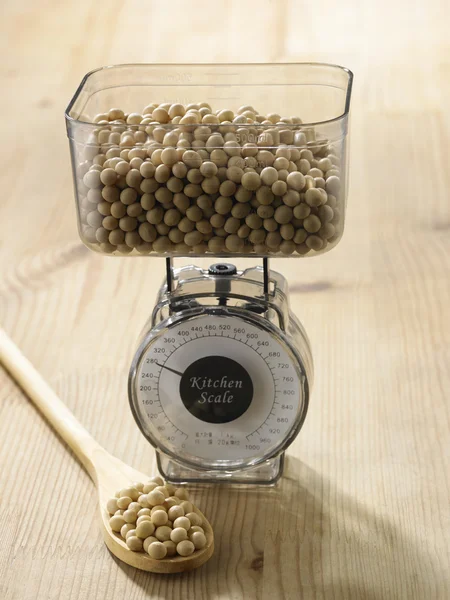 Pesatura della quantità di semi di soia — Foto Stock