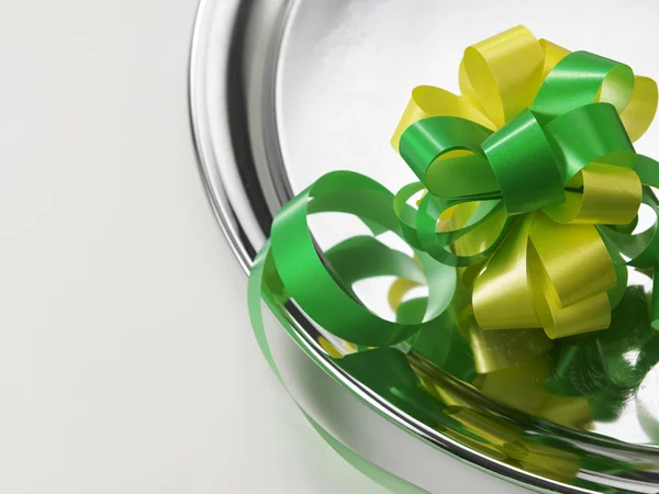 Green ribbon bows — Stock Photo, Image