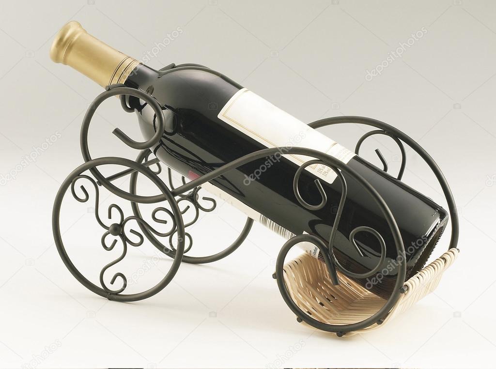 Wine bottle on a stand