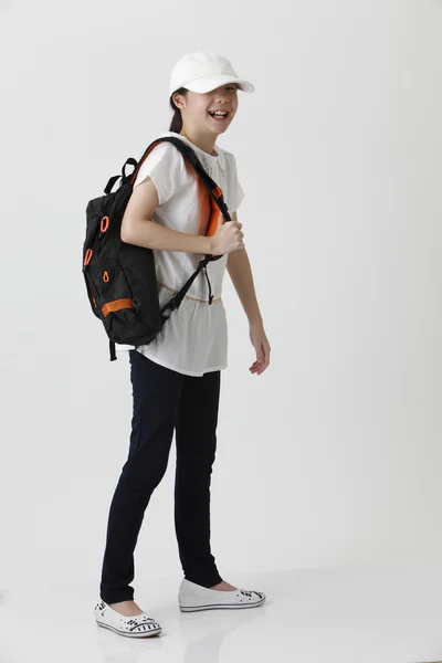 Girl with cap laughing — Stock Photo, Image