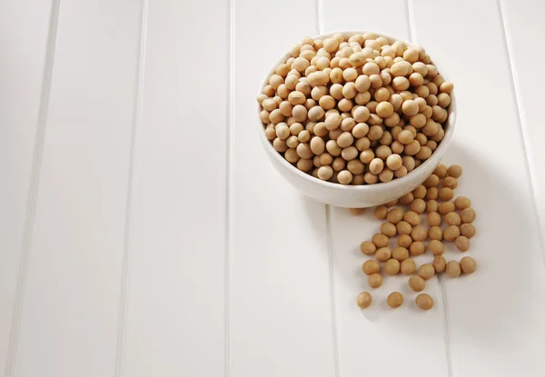 Soy bean in a white bowl — Stock Photo, Image