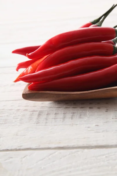 Peperoncino rosso infuriato in un piccolo piatto — Foto Stock