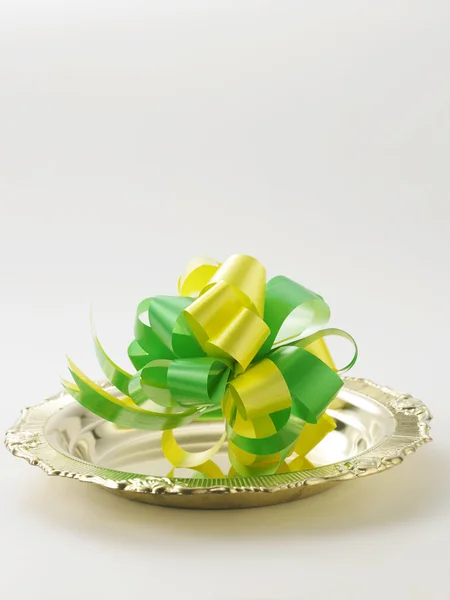 Green yellow ribbon bows — Stock Photo, Image