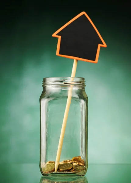 Jar for savings for house — Stock Photo, Image