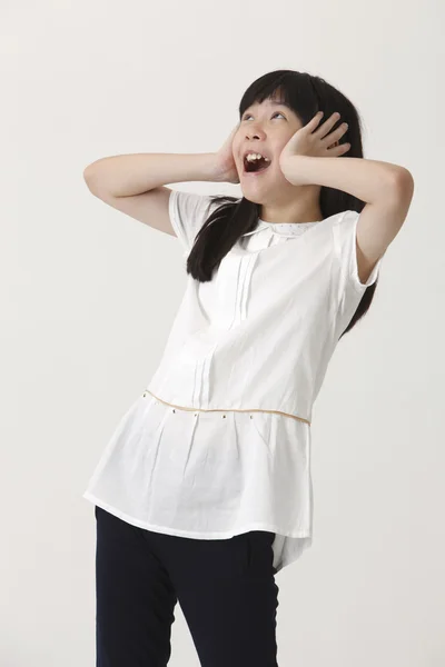 Menina chinesa gritando — Fotografia de Stock